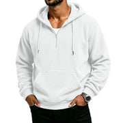 Men's waffle-weave half-zip hoodie in white