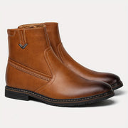Men's wingtip dress boots in light brown