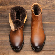 Men's wingtip dress boots with zipper and faux fur, main product image
