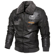 Men's winter PU leather zip jacket, view 2