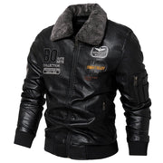Men's winter PU leather zip jacket, view 4