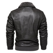 Men's winter PU leather zip jacket, view 8