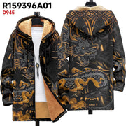Thick printed hooded cardigan, Type D print style