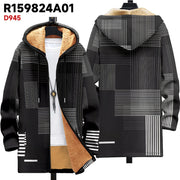 Thick printed hooded cardigan, Type F print style