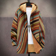 Thick printed hooded cardigan, view 3