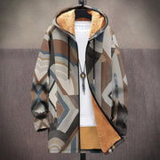 Thick printed hooded cardigan, view 4