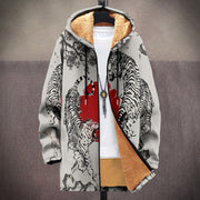 Thick printed hooded cardigan, view 8