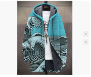 Thick printed hooded cardigan, YPM94611 print style