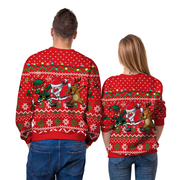 Unisex Christmas digital print crew neck sweater, view 2
